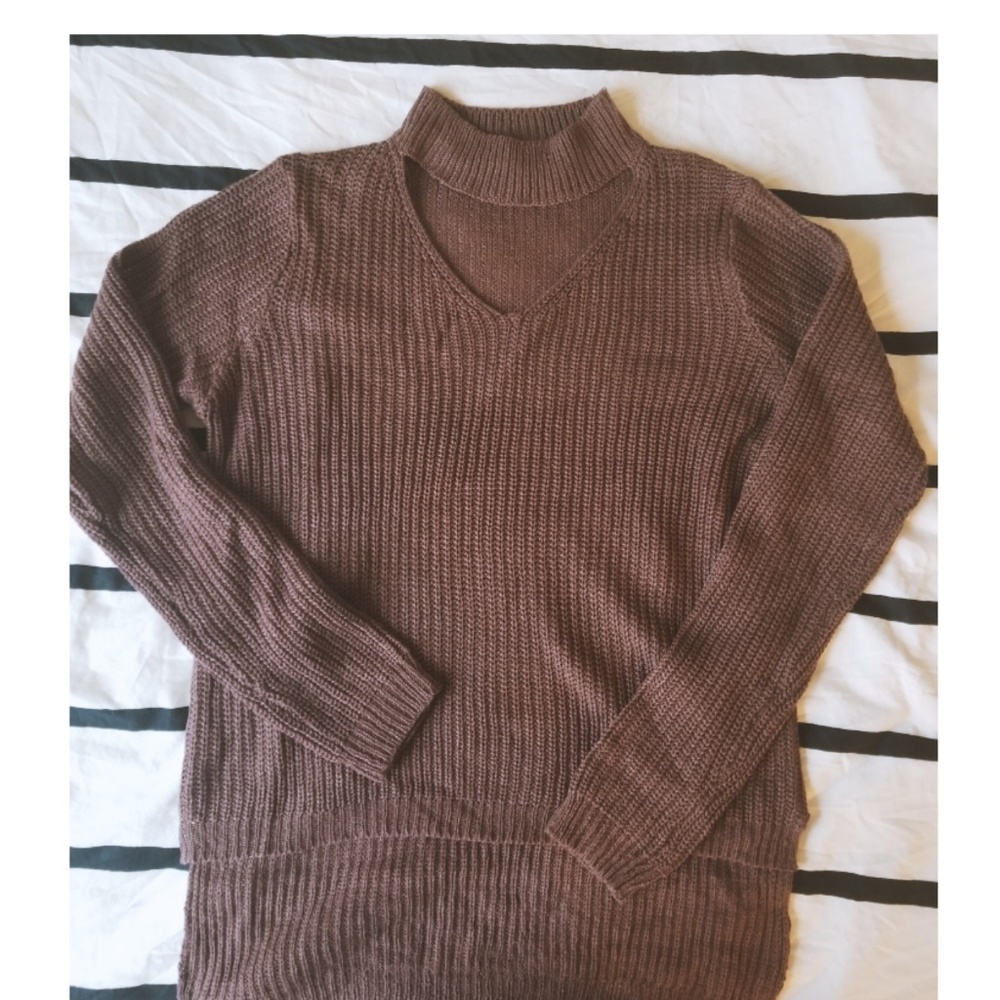 High Low Choker Sweater